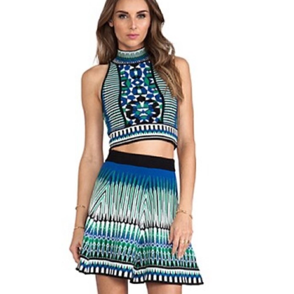 💚 Torn by Ronny Kobo Annabella green combo set (crop top and mini skirt)…